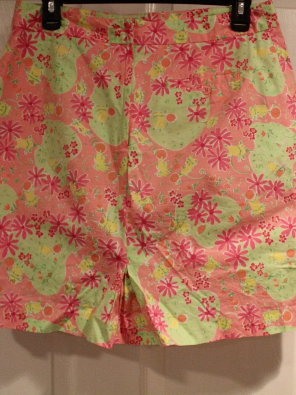 VTG Lilly Pulitzer Pink Neon Green Floral Print Short Skort Skirt Size 8